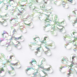 Желто-Зеленый Прозрачные акриловые бусины, AB цвет, цветок, желто-зеленый, 25x4.5 мм, отверстие : 1.6 мм, Около 375 шт / 500 г