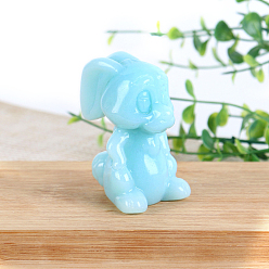 Luminous Stone Резные фигурки кроликов из синтетического светящегося камня, статуи для украшения рабочего стола для домашнего офиса, 35x45x55 мм