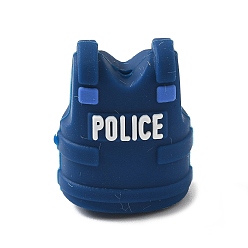 Синий Силиконовые бусины, фокусные бусы, полицейская форма, синие, 26x21x15.5 мм, отверстие : 2.2 мм