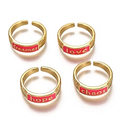 Tief rosa Manschettenringe aus Messingemail, offene Ringe, Wort, echt 18 k vergoldet, langlebig überzogen, tief rosa, uns Größe 6, Innendurchmesser: 17 mm