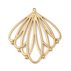 Настоящее золото 18K 304 подвески из нержавеющей стали, ионное покрытие (ip), очарование листа, реальный 18 k позолоченный, 44.5x40x1.5 мм, отверстие : 1.6 мм