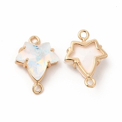 Хрусталь AB Латунь со стеклянными соединителями k9, золотой кленовый лист ссылки, без кадмия, без никеля и без свинца, хрусталь AB, 20x14x5.5 мм, отверстие : 1.5 мм