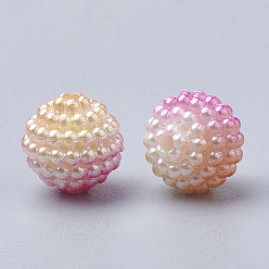 Violet Imitation Pearl Acrylic Beads, Berry Beads, Combined Beads, Rainbow Gradient Mermaid Pearl Beads, Round, Violet, 10mm, Hole: 1mm, about 200pcs/bag