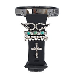 Античный Серебристый & Платиновый 1Цинковый сплав в форме креста со стразами для крепления ремешка для часов, для петель для часов аксессуары, с 1 набором держателей петель из сплава, старинное серебро и платина