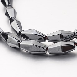 Original Color Non-magnetic Synthetic Hematite Bead Strands, Faceted, Bicone, Original Color, 12x6mm, Hole: 1mm, about 34pcs/strand, 15.7 inch