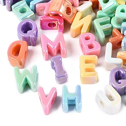 (52) Непрозрачная лаванда УФ-покрытие непрозрачные акриловые европейские бусины, буквы, радужный, большое отверстие шарик, разноцветные, 18.5~20x9.5~19x12~12.5 мм, отверстие : 6.2 мм