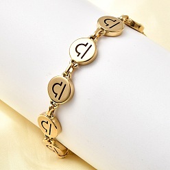 Весы 12 созвездия 304 браслеты из нержавеющей стали, ионное напыление (IP) для женщин, плоско-круглые, реальный 18 k позолоченный, Весы, 8-3/8 дюйм (21.4 см)