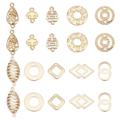 Real 18K Gold Plated 20Pcs 10 Style Eco-Friendly Brass Connector Charms, Cadmium Free & Lead Free, Mixed Shapes, Real 18K Gold Plated, 16.5x7.5x1.5mm, Hole: 1.2mm, 10style, 2pcs/style