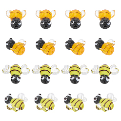 Mixed Color 16Pcs 2 Styles Handmade Lampwork Beads, 3D Bees, Mixed Color, 15.2~16.5x14.5~19x8~11.2mm, Hole: 1.2~1.4mm, 8pcs/style