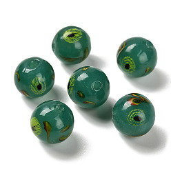 Темно-Зеленый Ручной непрозрачные бусины, круглые, темно-зеленый, 11.5~12.5 мм, отверстие : 2~2.5 мм