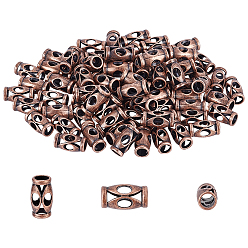 Red Copper Tibetan Style Alloy Hollow Beads, Lead Free and Cadmium Free, Column, Red Copper, 13.5x7.5mm, Hole: 6mm, 80pcs/box