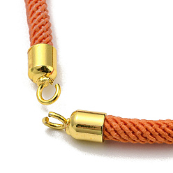 Tomato Nylon Cords Bracelet Makings Fit for Connector Charms, with Brass Findings and 304 Stainless Steel Lobster Claw Clasps, Long-Lasting Plated, Tomato, 6-1/2~6-3/4 inch(16.5~17cm), Hole: 1.8mm