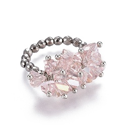 Pink Stretchringe aus synthetischem Hämatit, mit Ringboxen aus Glas und Pappe, rosa, Größe: 7, 17 mm