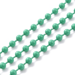 Medium Sea Green Spray Painted Brass Ball Chains, with Spool, Soldered, Round, Medium Sea Green, 2.5mm, 32.8 Feet(10m)/roll