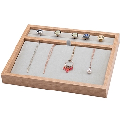 Blanched Almond Wood Display Tray, with Velvet, Blanched Almond, 24.8x20x3cm