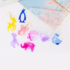 Mixed Shapes Силиконовые формы для кулона «сделай сам» с изображением пингвина/лева/кролика, силуэта, формы для литья смолы, для уф-смолы, изготовление изделий из эпоксидной смолы, разнообразные, 92x129x4 мм, отверстие : 1.8 мм, внутренний диаметр: 28.5~49.5x39~49 мм