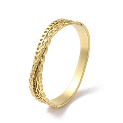 Real 18K Gold Plated Cross 304 Stainless Steel Hollow Hinged Bangles for Women, Real 18K Gold Plated, Inner Diameter: 2-3/8x2 inch(6.05x5.05cm), 13mm