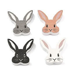 (52) Непрозрачная лаванда Пасхальные деревянные бусины с рисунком, кролик, разноцветные, 24x25x7.5~8 мм, отверстие : 2.5~3 мм