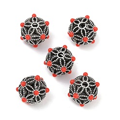 Античное Серебро Сплавочные овальные бусины тибетского стиля , cmолой, круглые, античное серебро, 11x12x12 мм, отверстие : 1.8 мм