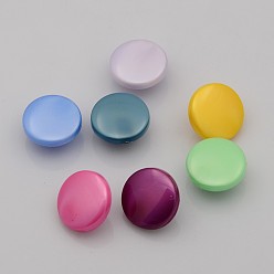 Mixed Color Acrylic Shank Buttons, 1-Hole, Flat Round, Mixed Color, 13x7mm, Hole: 1.6mm