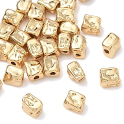 Real 18K Gold Plated SHEGRACE Brass Beads, Cadmium Free & Nickel Free & Lead Free, Textured Cuboid, Real 18K Gold Plated, 6x5x4mm, Hole: 1.5mm