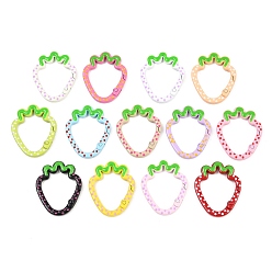 (52) Непрозрачная лаванда Легкосплавные пружинные кольца, с эмалью, клубника, разноцветные, 38x31x4.5 мм