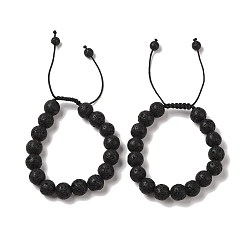 Лавовый камень 10Мм круглые браслеты из плетеных бусин из натурального лавового камня, регулируемые браслеты из нейлонового шнура для женщин и мужчин, внутренний диаметр: 1-3/4~2-7/8 дюйм (4.6~7.4 см)