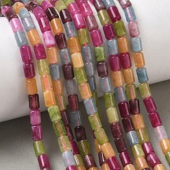 Gemischte Farbe Gefärbt natürlichen weißen Jade Perlen Stränge, Kolumne, Gemischte Farbe, 6.5~7x4.5 mm, Bohrung: 1 mm, ca. 62 Stk. / Strang, 14.84~14.96'' (37.7~38 cm)