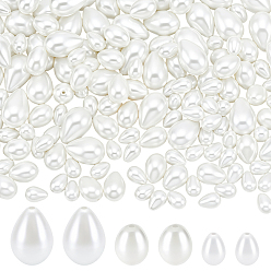 Белый 160 шт. 3 стили стеклянные жемчужные бусины-капли, белые, 7~13x5~9 мм, отверстие : 1 мм