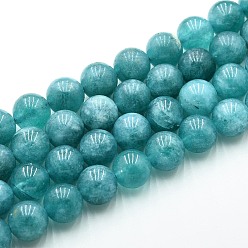 Темно-Голубой Природного кварца нитей бисера, окрашенные, круглые, имитация амазонит, глубокое синее небо, 10~10.5 мм, отверстие : 1~1.2 мм, около 37~38 шт / нитка, 14.76~15.16 дюйм (37.5~38.5 см)