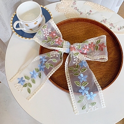 Светло-Синий 30 ярдов поликоттоновая вышивка цветочной кружевной лентой, аксессуары для одежды, голубой, 3-1/2 дюйм (90 мм)