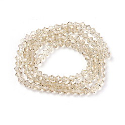 Blé Imitation cristal perles de verre brin, facette, cône, blé, 4x4mm, Trou: 0.8mm, Environ 100~110 pcs/chapelet, 13.7~15.7 pouce (35~40 cm)