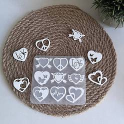 Белый Тема дня святого валентина diy кулон силиконовые формы, формы для литья смолы, для уф-смолы, изготовление изделий из эпоксидной смолы, сердце, белые, 95x105x5 мм, отверстие : 1.8 мм, внутренний диаметр: 20.5~28.5x27~34 мм