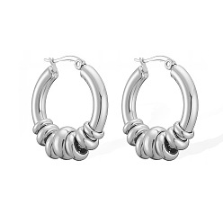 Нержавеющая Сталь Цвет 304 кольца нержавеющей стали серьги обруча, цвет нержавеющей стали, 27x25 мм