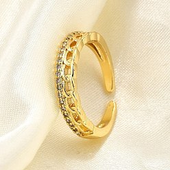 Настоящее золото 18K Латунные кольца-манжеты с микропаве и прозрачным цирконием для женщин, без кадмия, без никеля и без свинца, цепочка подвесок, реальный 18 k позолоченный, 4 мм