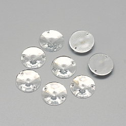 Clear Sew on Rhinestone, Transparent Acrylic Rhinestone, Two Holes, Garment Accessories, Garment Accessories, Faceted, Half Round/Dome, Clear, 18x5.5mm, Hole: 0.8~1mm
