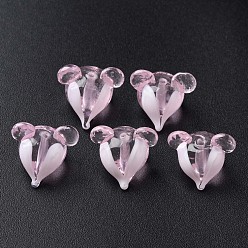 Pink Ручной прозрачные бусины бусины, мышь, розовые, 16~17x17~18x16~18 мм, отверстие : 1.8 мм