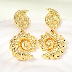 Настоящее золото 18K Латунные качают серьги, раковина, стойки покрытие, долговечный, без кадмия и без свинца, реальный 18 k позолоченный, 38.5x19.5 мм