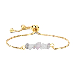 Флюорит Браслеты из плетеных бусин из натуральной флюоритовой крошки, браслет из латуни, 8-5/8 дюйм (22 см)