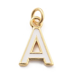 Letter A Стойки обшивки латунные подвески, с эмалью и кольцом для прыжков, без кадмия и без свинца, долговечный, реальный 18 k позолоченный, буквы, буква a, 11.5x8x1 мм, отверстие : 2.5 мм