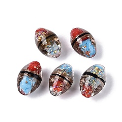 (123L) Белый крем непрозрачный блеск Двухцветные бусины из фольги ручной работы, барабанщиков, огнеупорный кирпич, 17~19x11~12.5 мм, отверстие : 0.8~1.4 мм