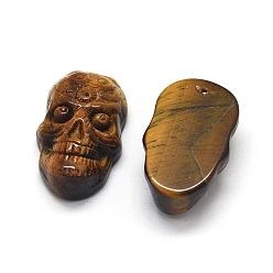 Тигровый глаз Природных тигровый глаз подвески, череп, 33~34x20~31x12 мм, отверстие : 1.2 мм