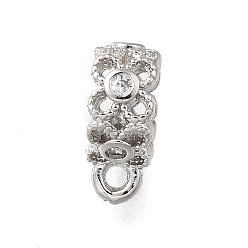 Платина Латунь с трубчатыми дужками из кубического циркония, без кадмия, без никеля и без свинца, цветок, платина, 10.5x7.5x4.5 мм, отверстие : 1.5 мм