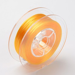 Orange Japanese Eco-Friendly Dyed Flat Elastic Crystal String, Elastic Beading Thread, for Stretch Bracelet Making, Flat, Orange, 0.6mm, about 60m/roll(65.62yards/roll)