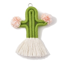 Желто-Зеленый Подвески из полипропилена, со сплавочной фурнитурой, кактус, желто-зеленый, 90~94x70~73x8.5 мм, отверстие : 5 мм