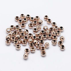 Rose Gold 925 Sterling Silver Beads Spacer, Faceted, Round, Rose Gold, 6x5mm, Hole: 3mm