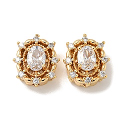 Настоящее золото 18K Латунные микро проложить кубического циркония бусы, без кадмия, без никеля и без свинца, овальные, реальный 18 k позолоченный, 15x13x8 мм, отверстие : 1.5 мм