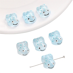 Светло-Синий Бусины лэмпворк , лягушка, голубой, 15x11 мм