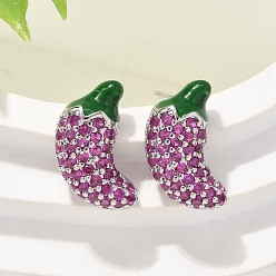 Платина Латунные микро проложить серьги стержня кубического циркония, стойки покрытие, долговечный, без свинца и без кадмия, чили, платина, 16x9 мм