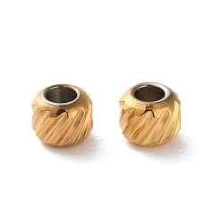 Настоящее золото 18K Ионное покрытие (ip) 304 шарики из нержавеющей стали, круглые, реальный 18 k позолоченный, 3x2.5 мм, отверстие : 1.5 мм